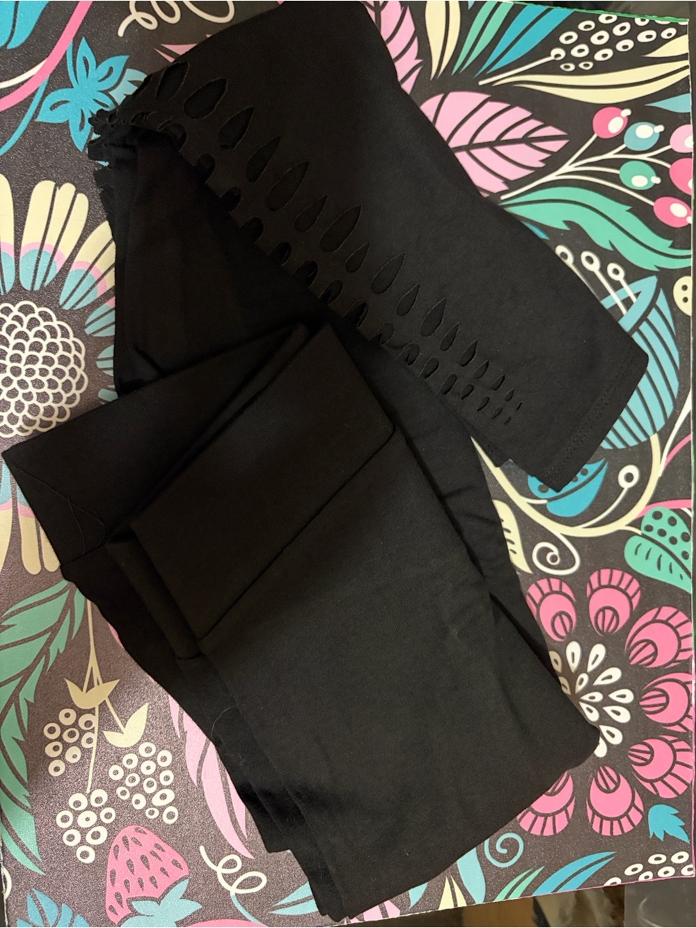 torrid Black Leggings with Laser-Cut Detail